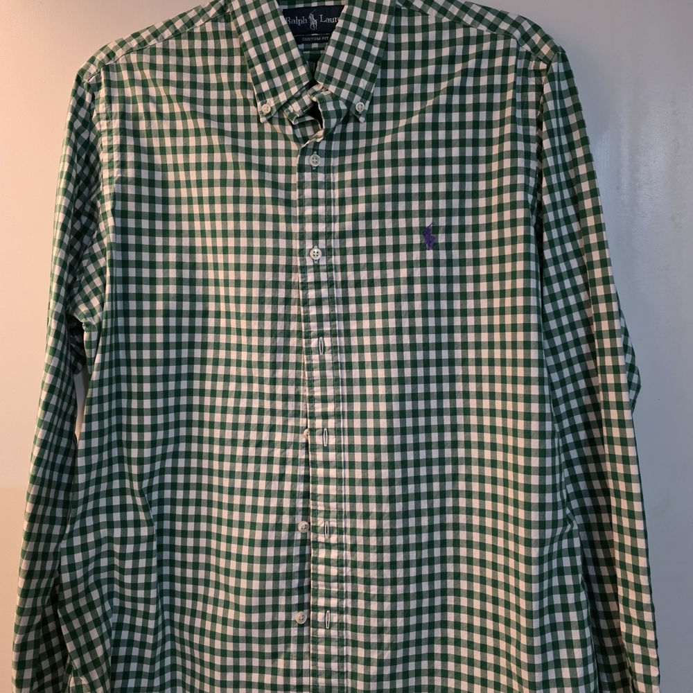 Ralph Lauren Blue Label Green and White Plaid Shirt